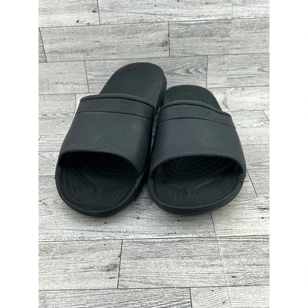 Crocs Mellow Recovery Slides Mens Size 11 Black Slip‎ On Comfort Sandals 208392